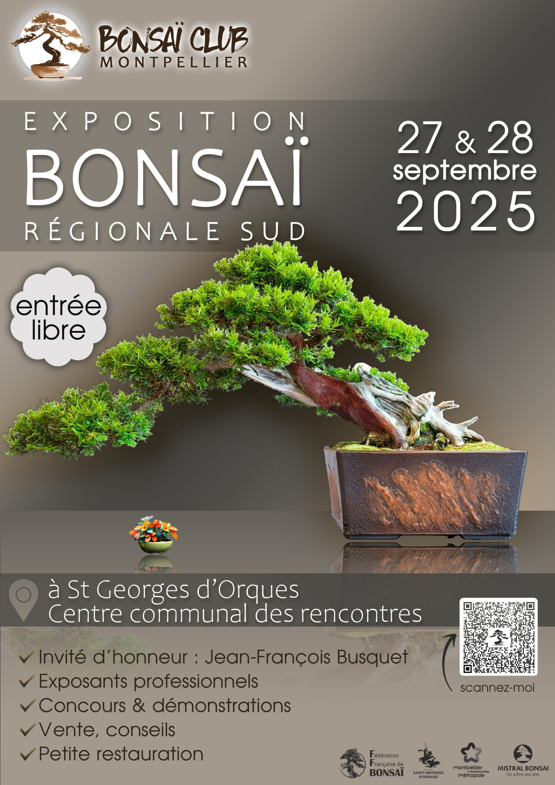 affiche expo bonsai montpellier 2025